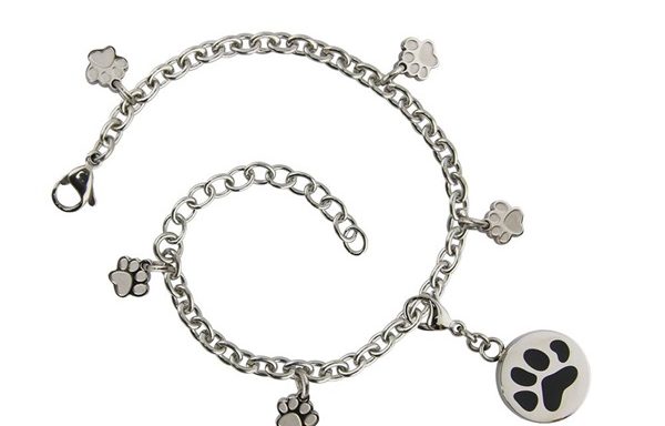 Pewter Charm Bracelet with Pewter Paw Charm