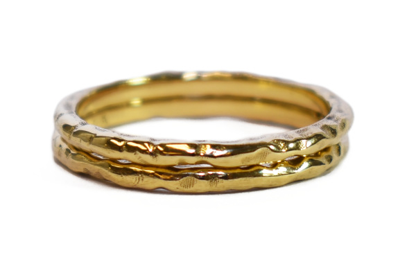 Textured Stacking Companion Rings – 14K White, Yellow, Rose Gold