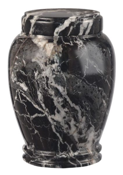 5.25 inch Plain Style Black Zebra Marble Urn (UCEMAR5 - 25PLURBZ)