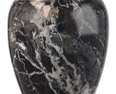 5.25 inch Plain Style Black Zebra Marble Urn