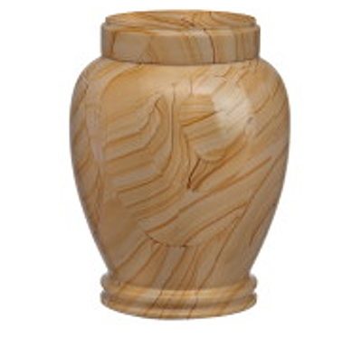 8 inch Plain Style Teakwood Marble Urn