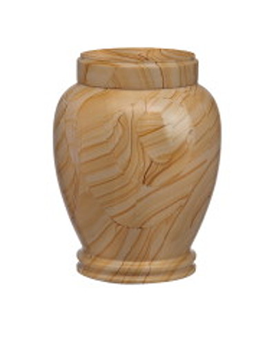 8 inch Plain Style Teakwood Marble Urn (UCEMAR8PLURTW)