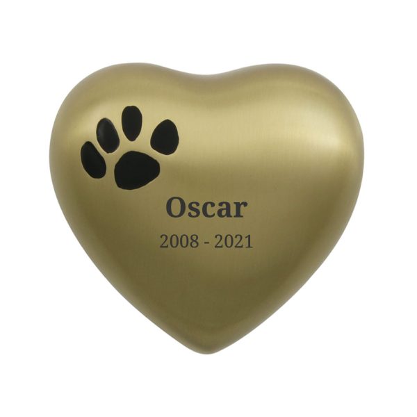 Classic Paw Brass - Heart Keepsake (single paw upper left) (UTB2895H)