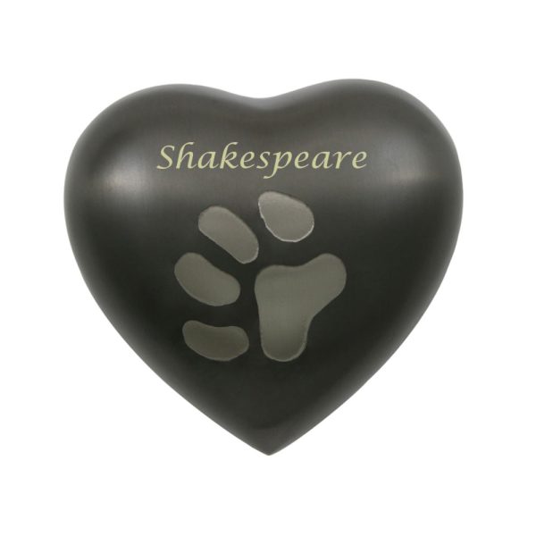 Slate & Pewter Odyssey - Heart Keepsake (large paw middle of heart) (UTB2887H)